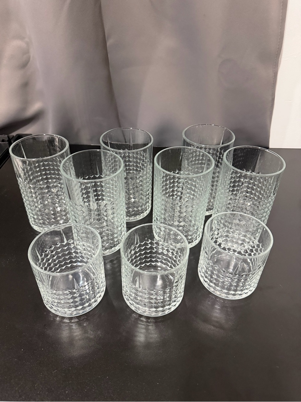 Clear Textured Glass Tumbler Set - 9 Pack